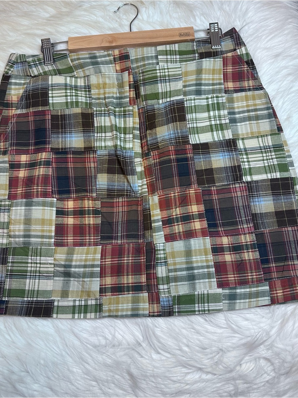 Marina Luna Madras Plaid Patchwork Short Skirt Womens 12 Preppy Golf Casual - Picture 3 of 7